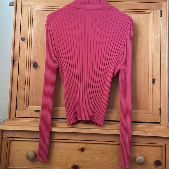 CAbi full front zip cardigan, long sleeve jersey knit top in lovely deep rose,XL - Picture 3 of 11